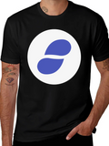 Stylish Black Tee with Abstract Blue and White Graphic product image 1