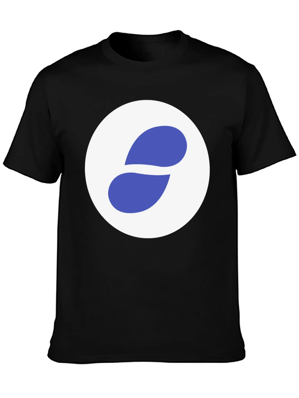 Stylish Black Tee with Abstract Blue and White Graphic product image 3