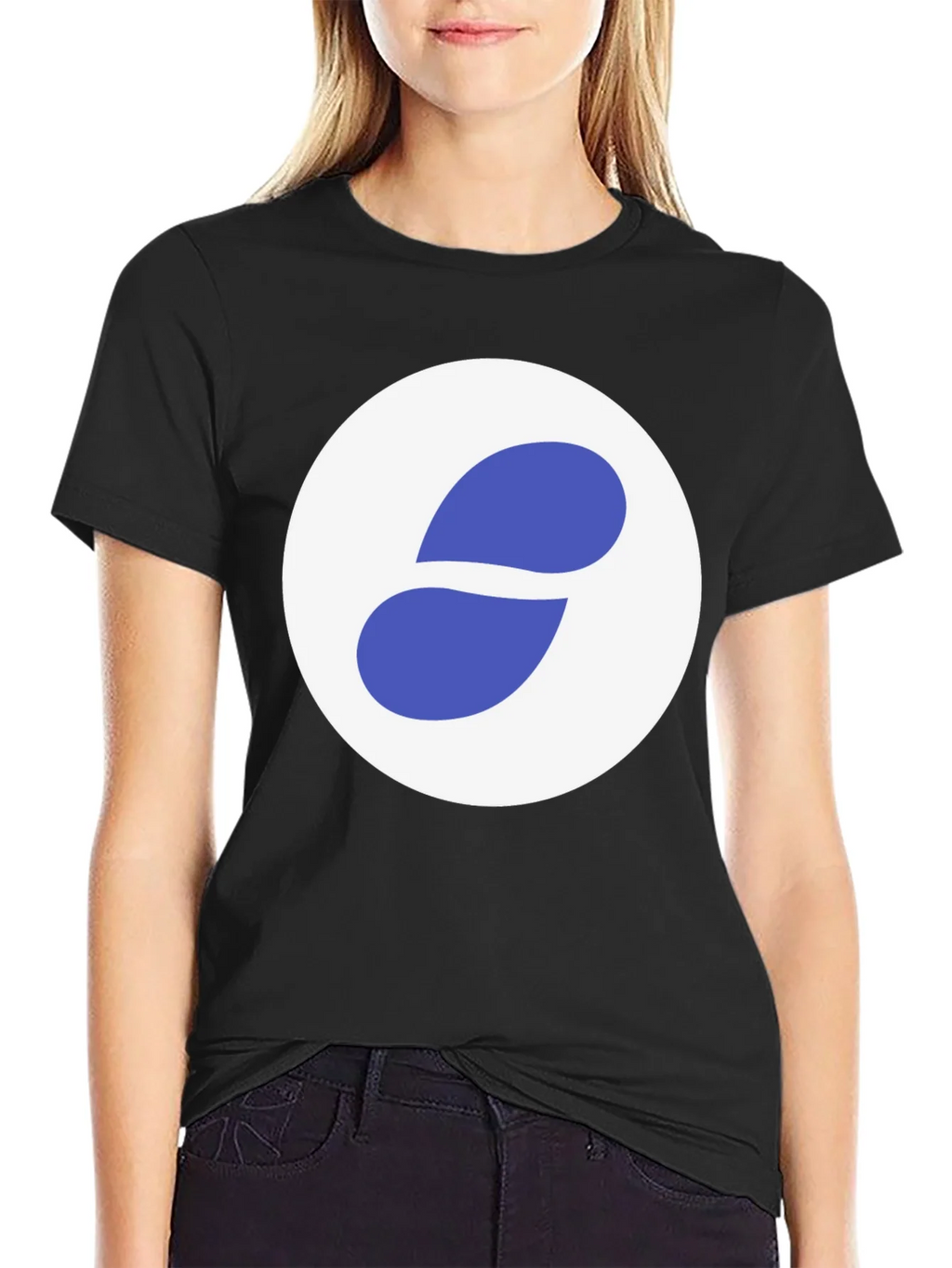Stylish Black Tee with Abstract Blue and White Graphic product image 2