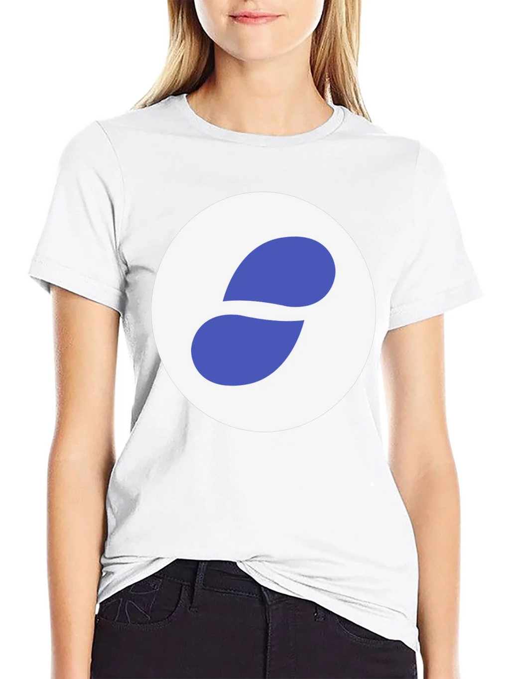 Stylish Black Tee with Abstract Blue and White Graphic product image 8