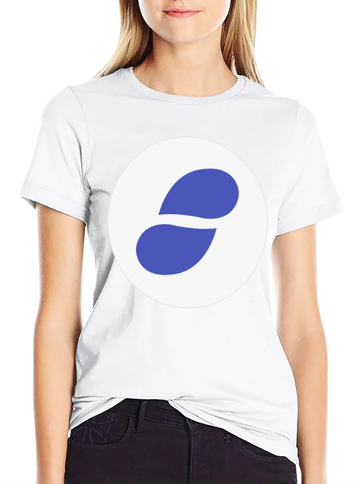 Stylish Black Tee with Abstract Blue and White Graphic product image 8