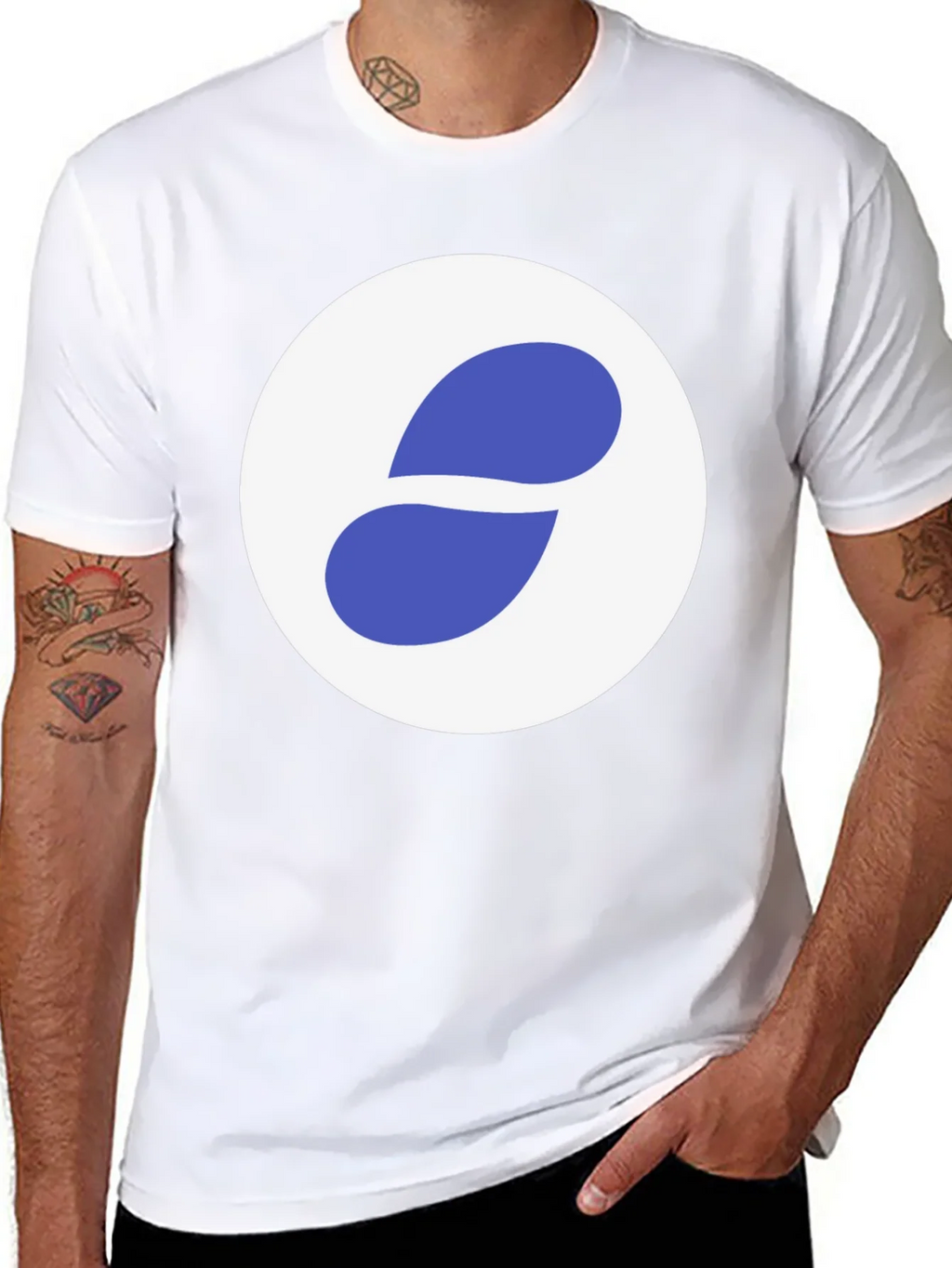 Stylish Black Tee with Abstract Blue and White Graphic product image 7