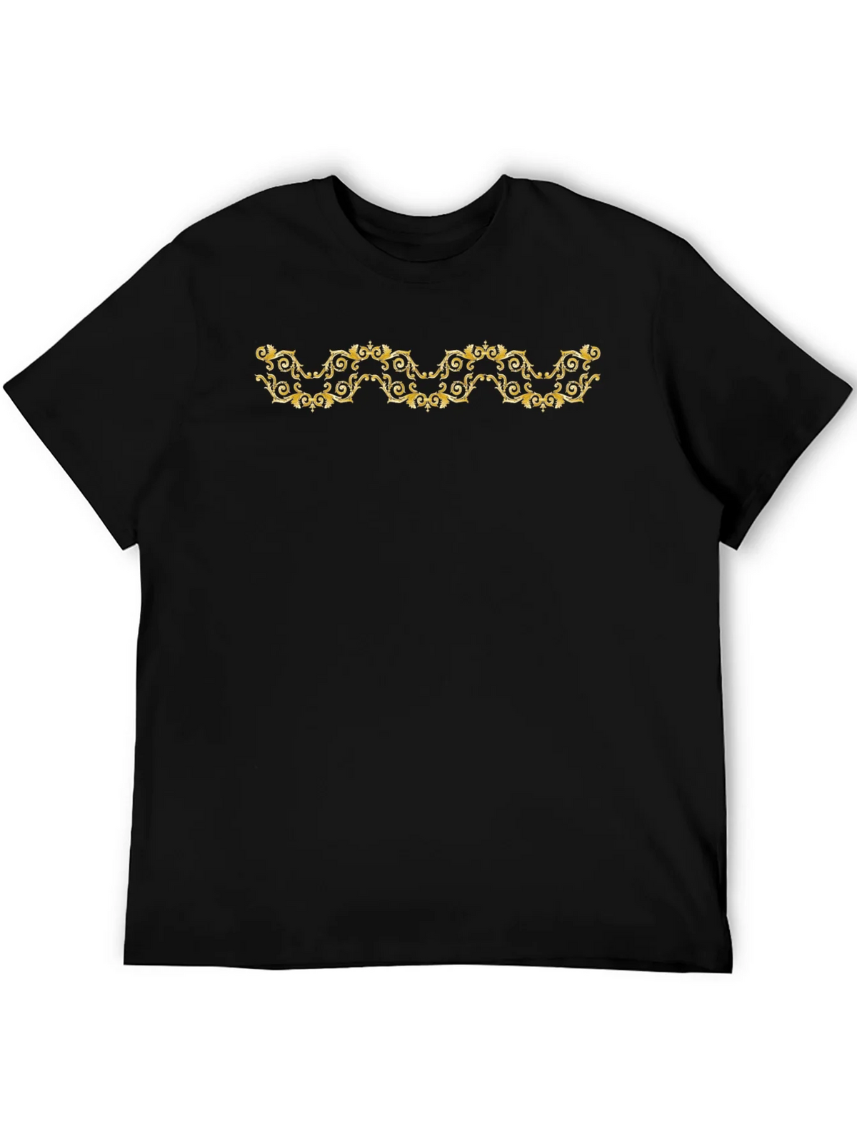 Elegant Gold Scroll Black T-Shirt product image 5