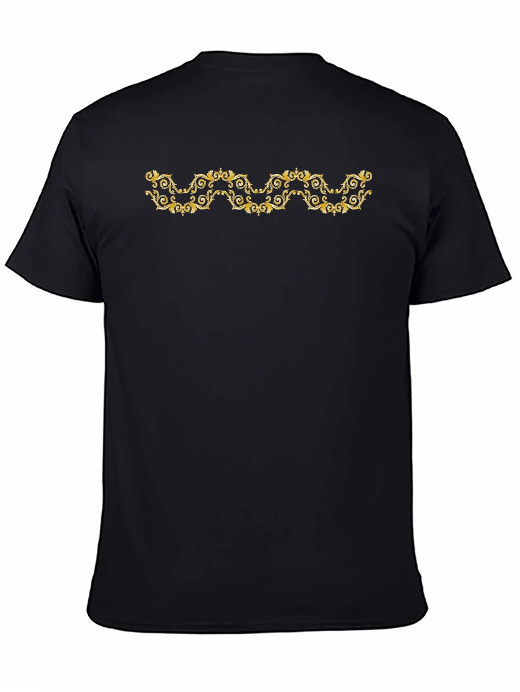 Elegant Gold Scroll Black T-Shirt product image 4