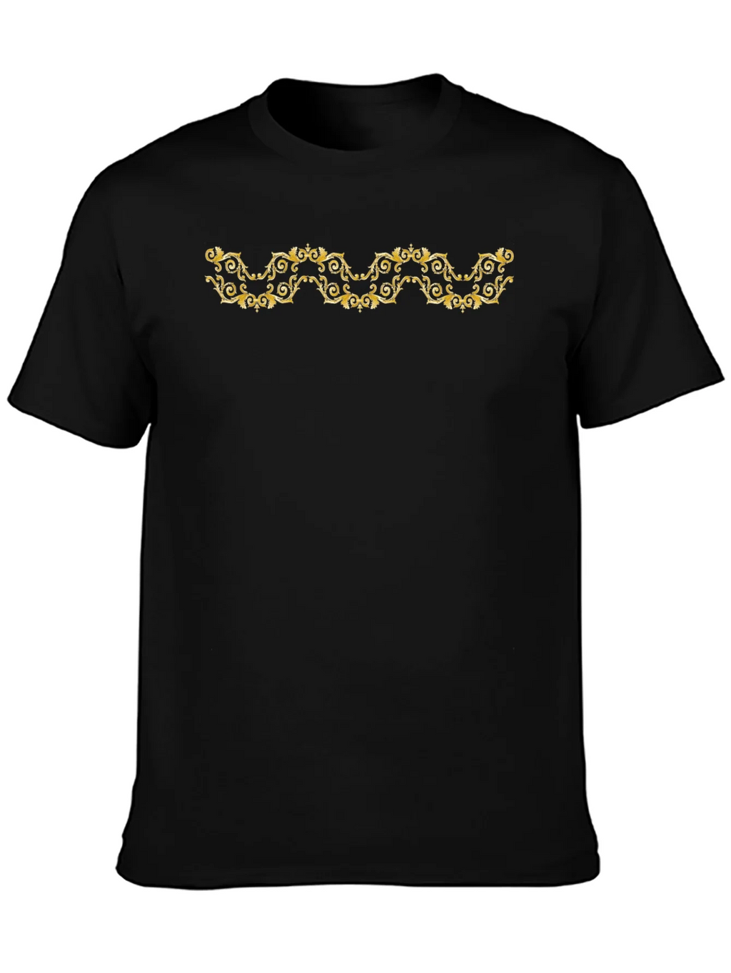 Elegant Gold Scroll Black T-Shirt product image 3