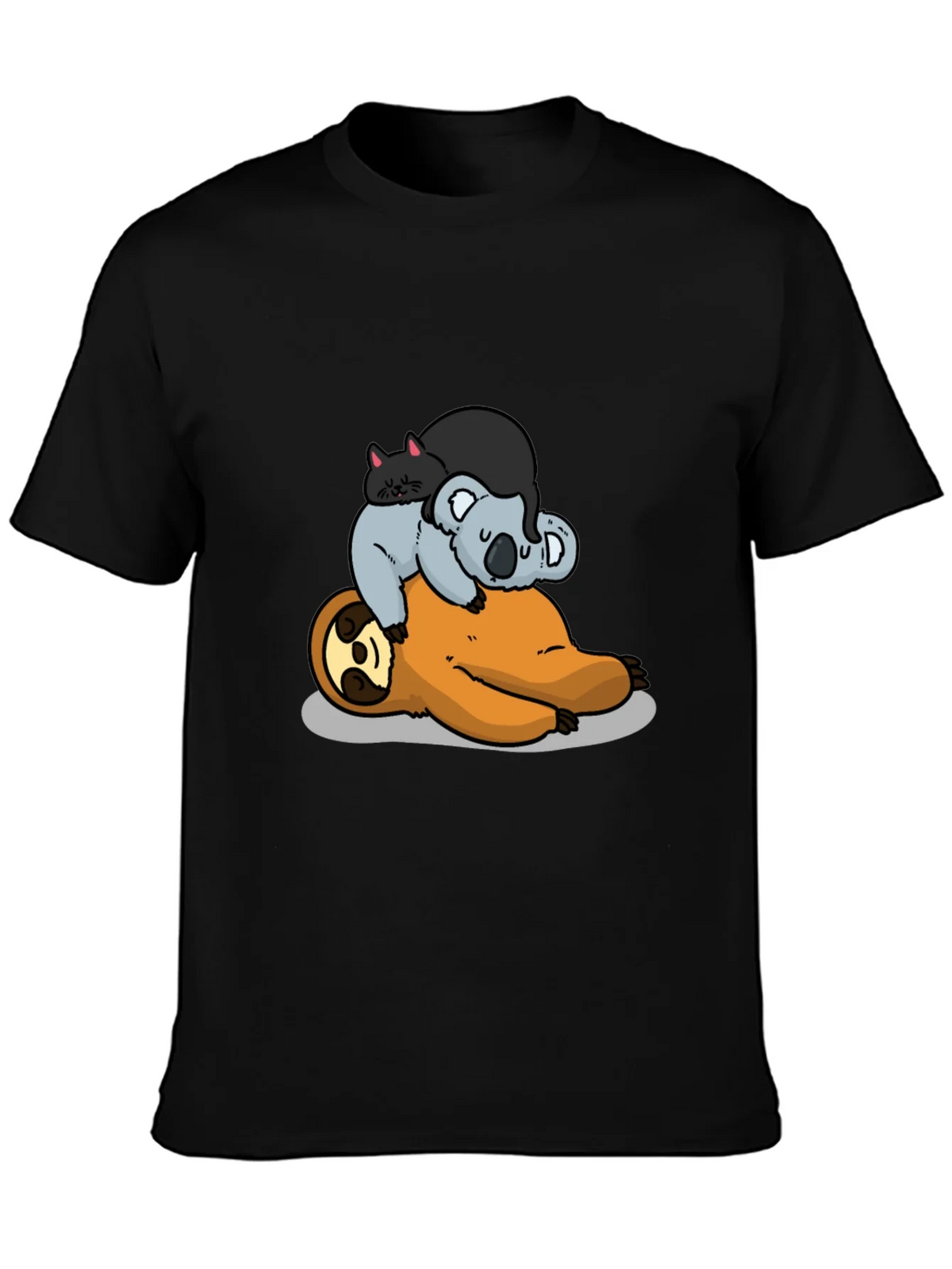 Sloth Koala and Cat Cartoon T-Shirt product image 3