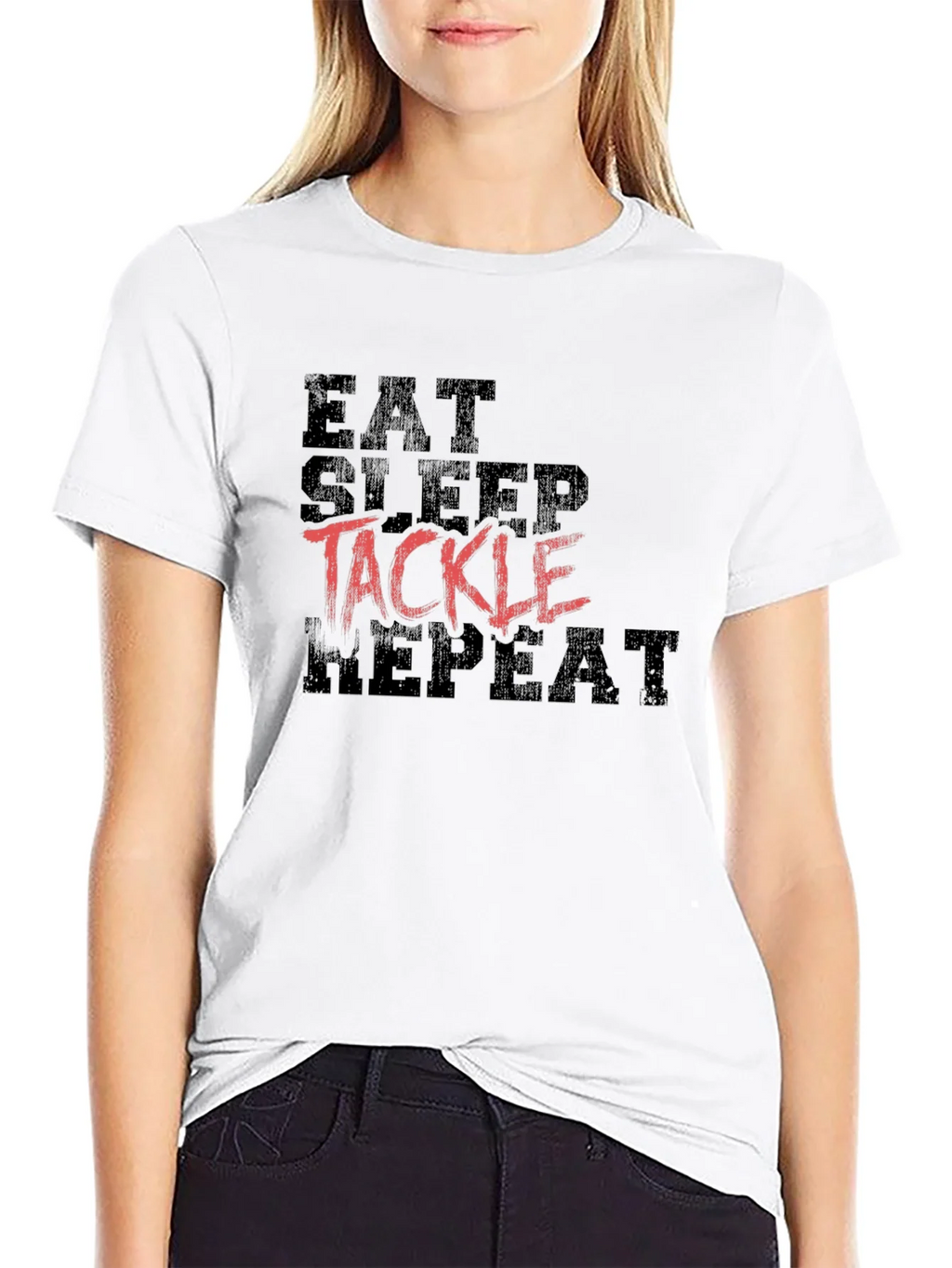 Eat Sleep Tackle Repeat Black T-Shirt product image 8