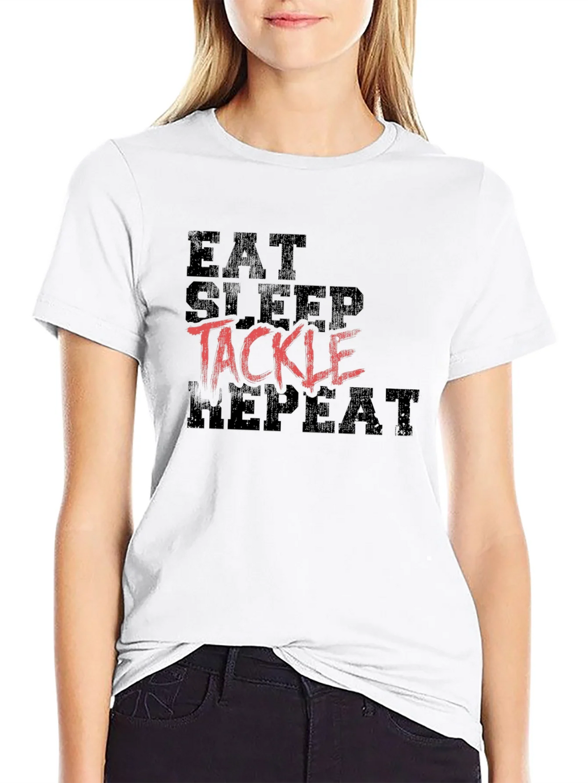 Eat Sleep Tackle Repeat Black T-Shirt product image 8