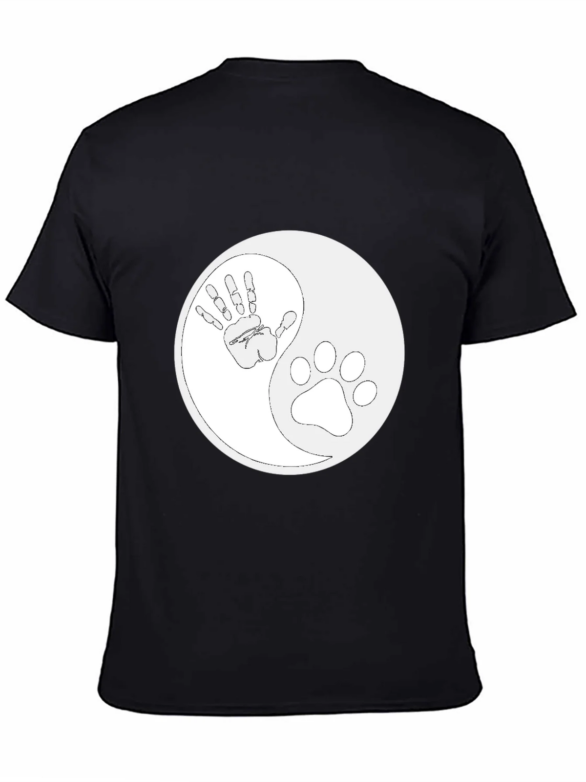 Yin Yang Hand Paw Print T-Shirt - Unisex Black Tee product image 4