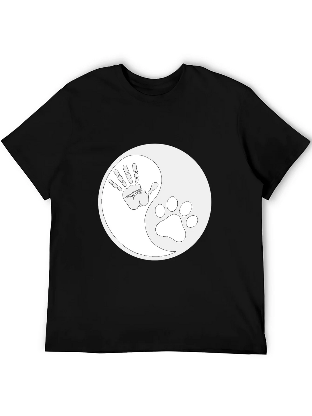 Yin Yang Hand Paw Print T-Shirt - Unisex Black Tee product image 5