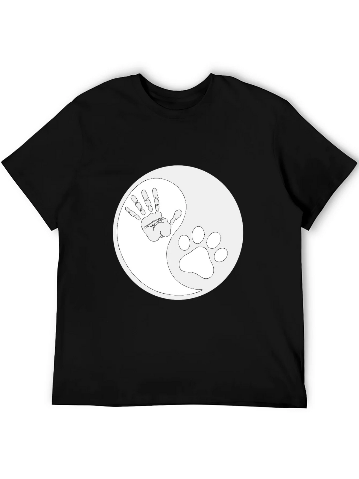 Yin Yang Hand Paw Print T-Shirt - Unisex Black Tee product image 5