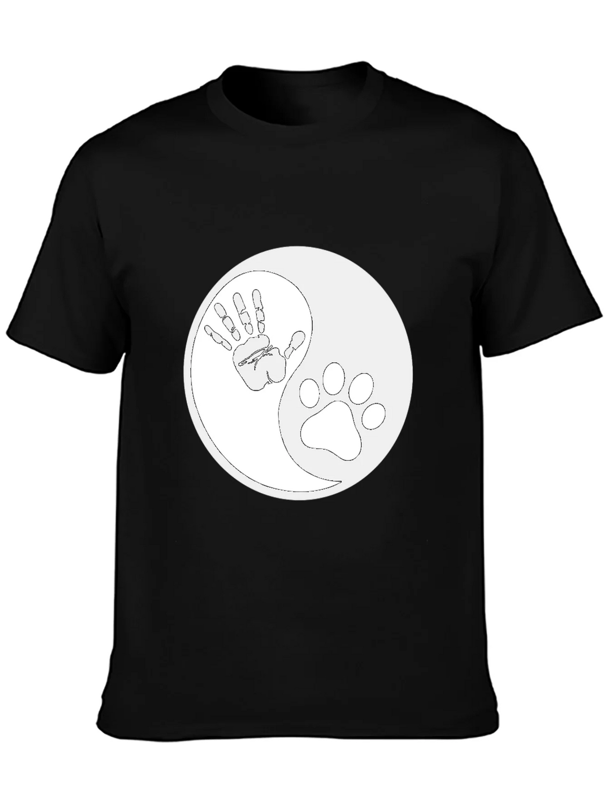 Yin Yang Hand Paw Print T-Shirt - Unisex Black Tee product image 3