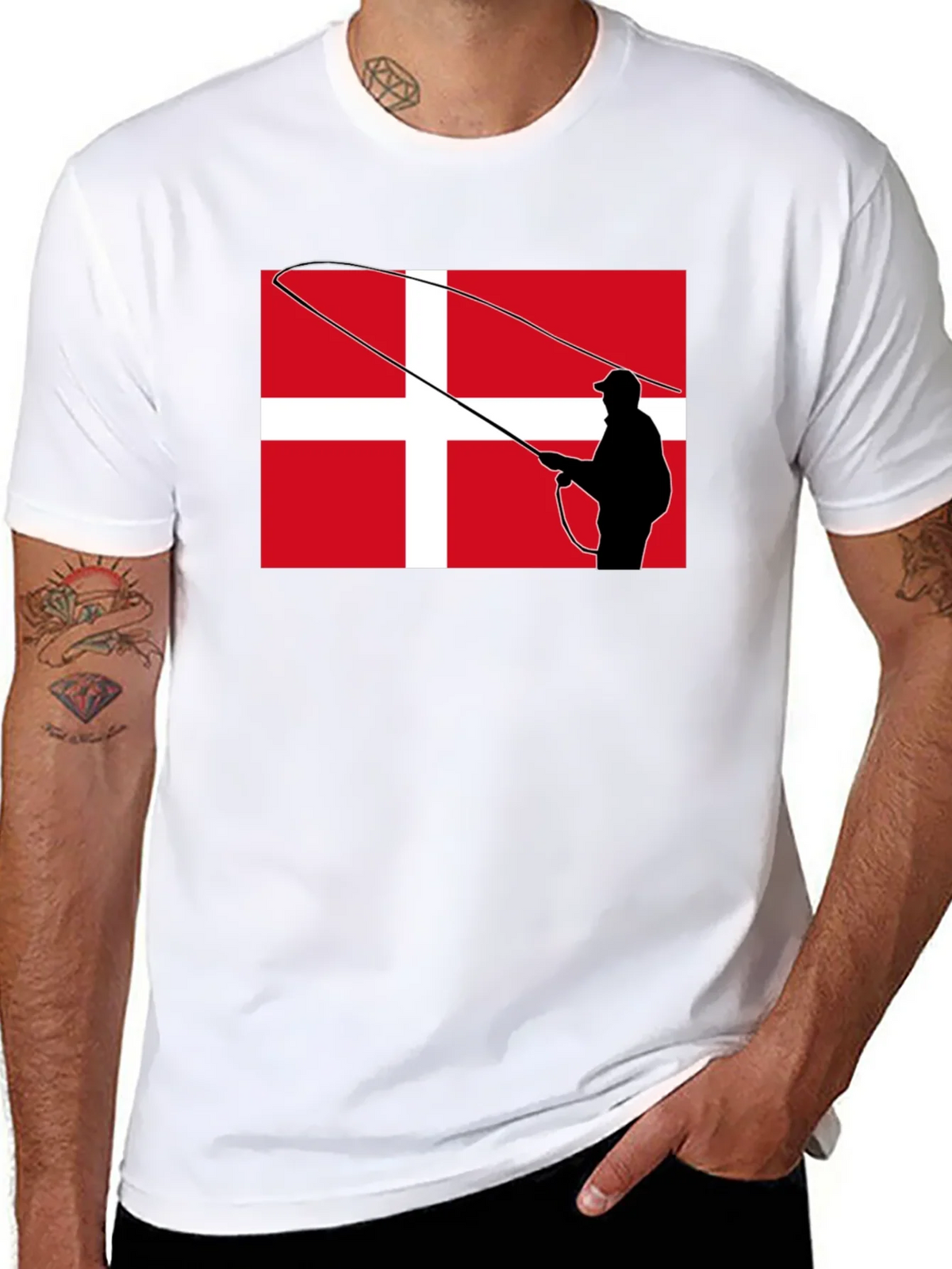 Danish Angler T-Shirt - Denmark Flag Fishing Tee product image 2