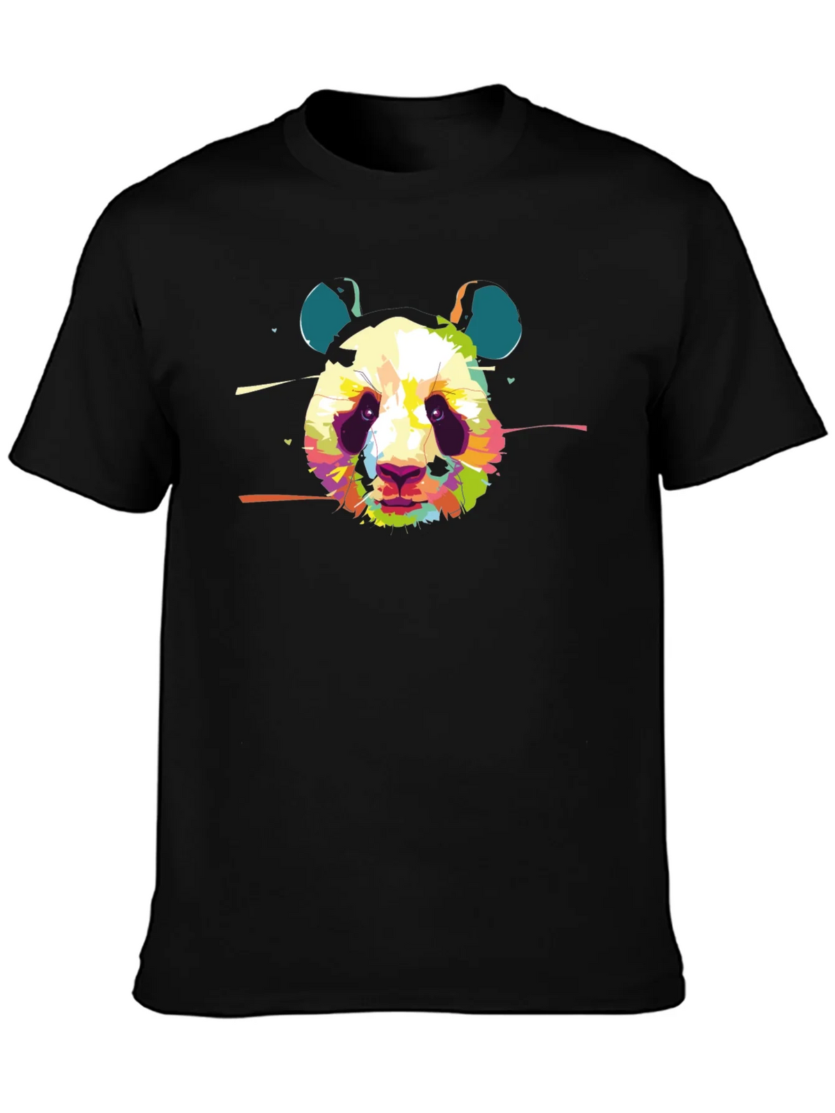 Colorful Panda Graphic Black T-Shirt product image 2