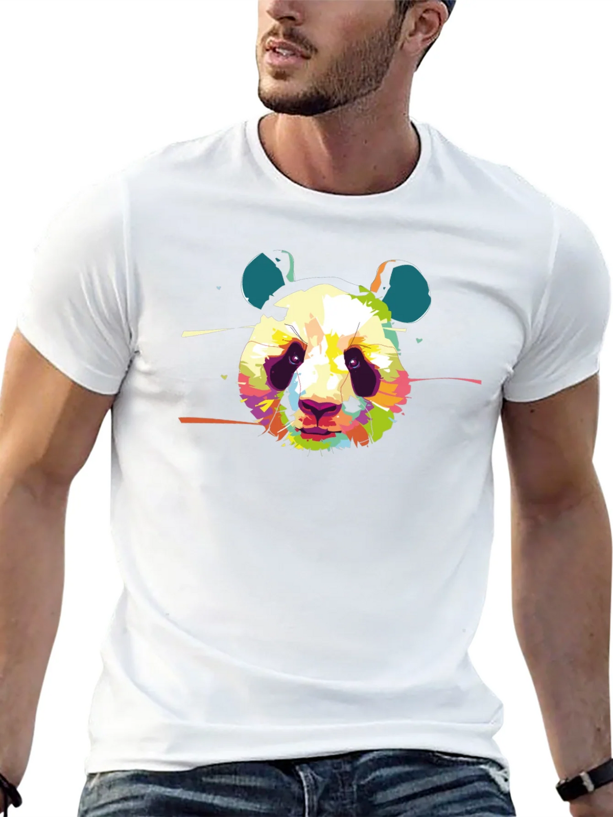 Colorful Panda Graphic Black T-Shirt product image 7