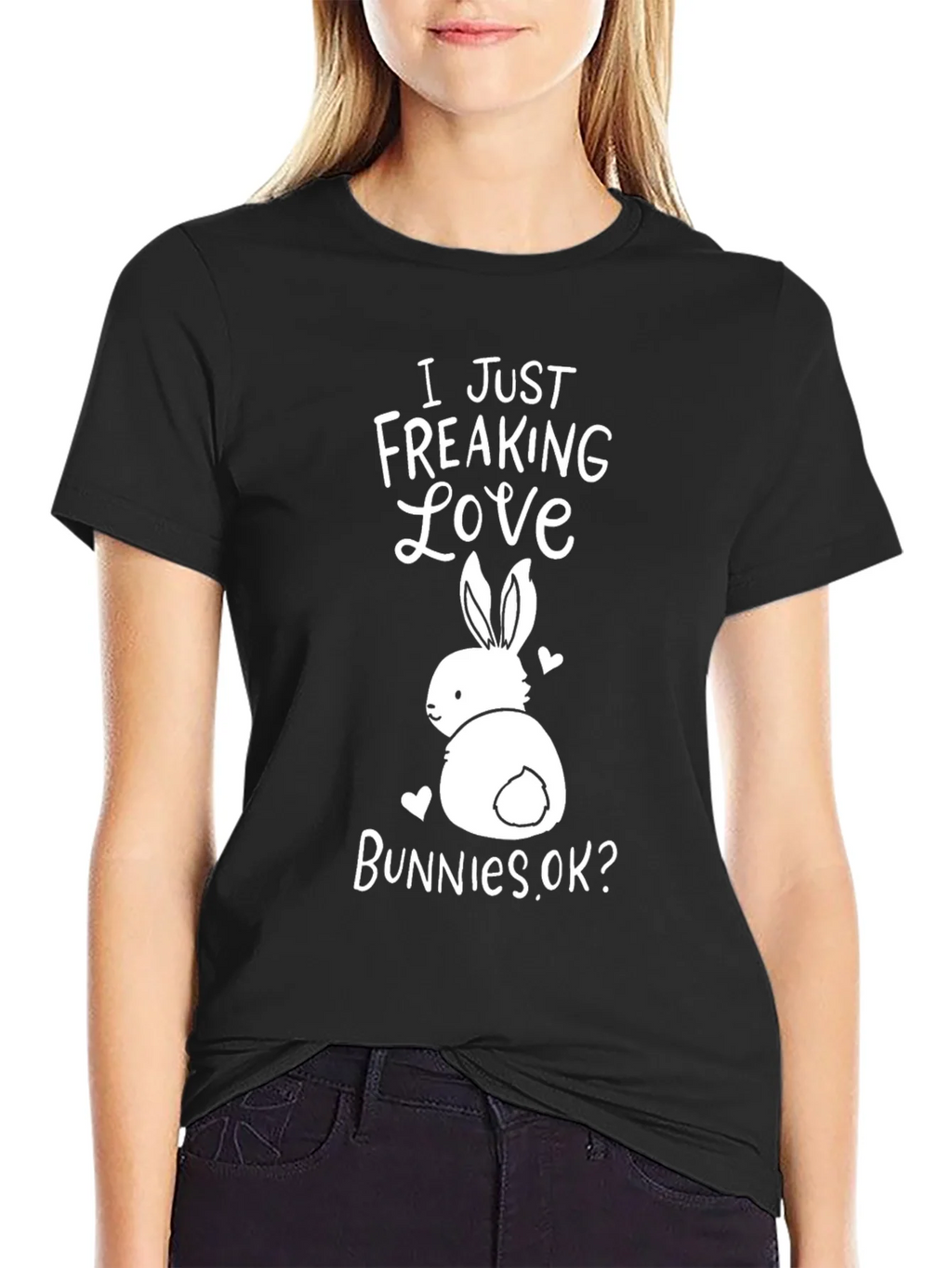 I Just Freaking Love Bunnies Black T-Shirt product image 2