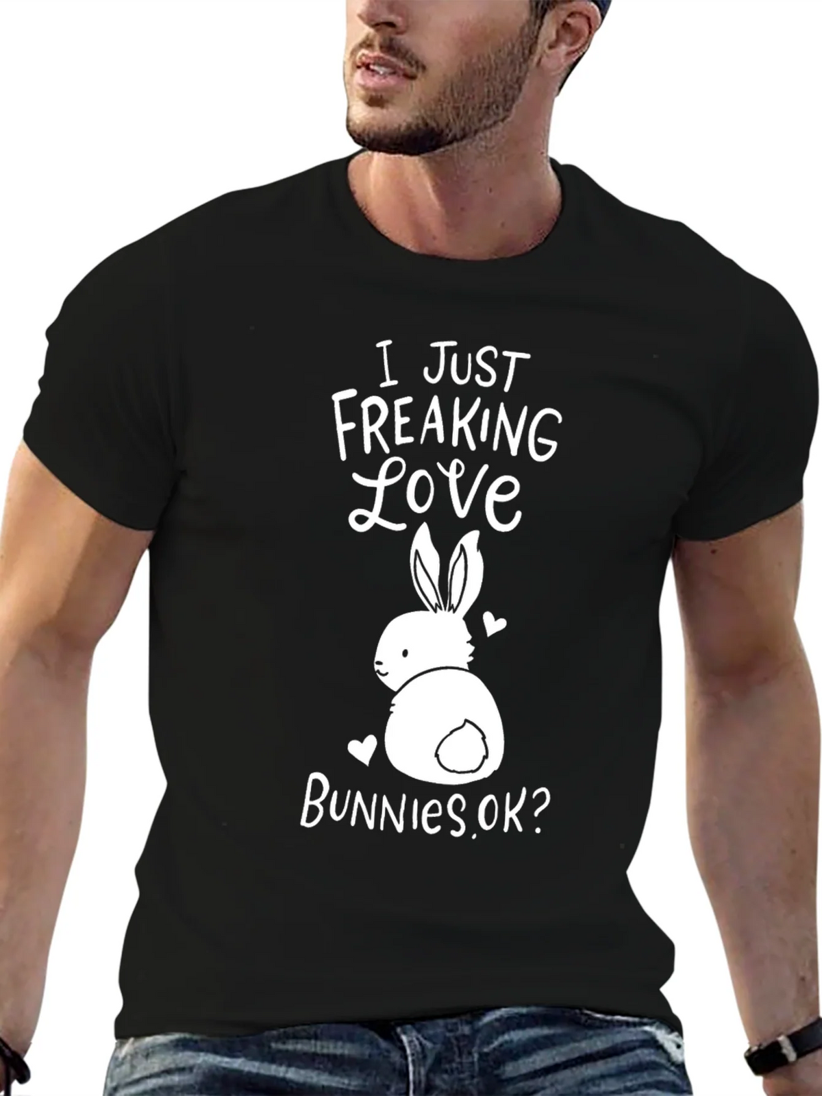 I Just Freaking Love Bunnies Black T-Shirt product image 6
