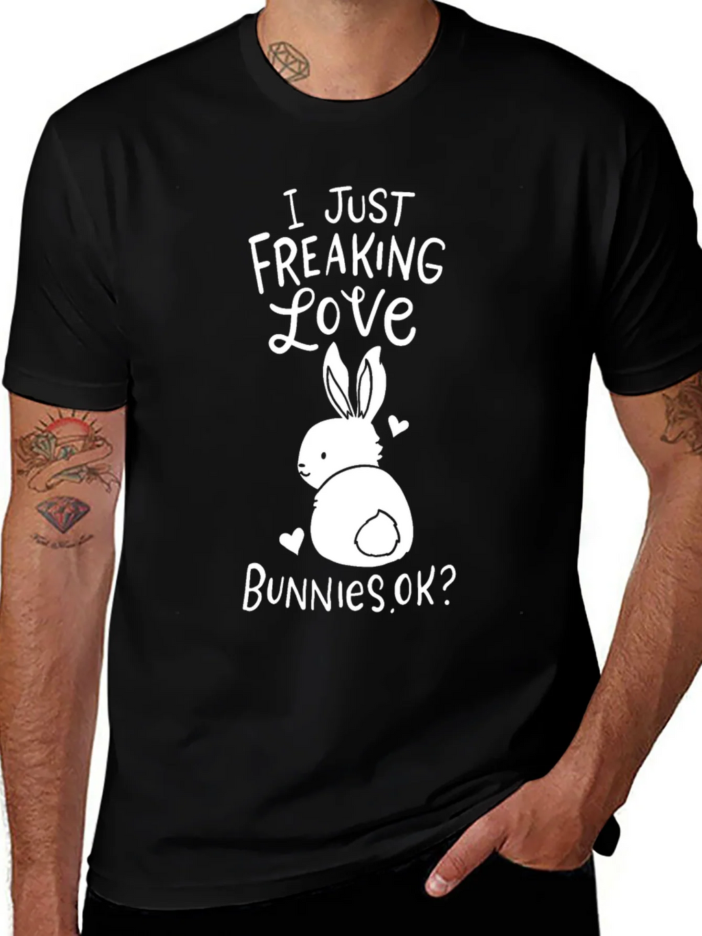 I Just Freaking Love Bunnies Black T-Shirt product image 1