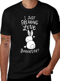 I Just Freaking Love Bunnies Black T-Shirt product image 1
