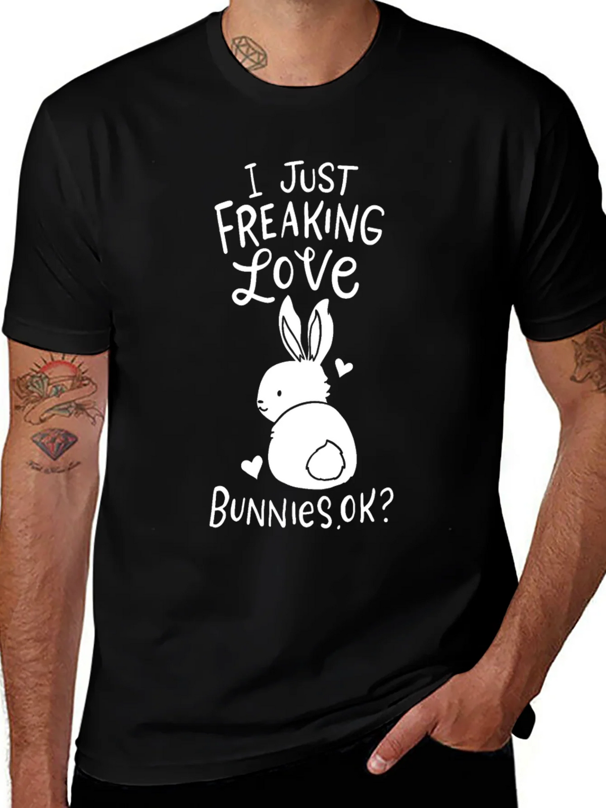 I Just Freaking Love Bunnies Black T-Shirt product image 1