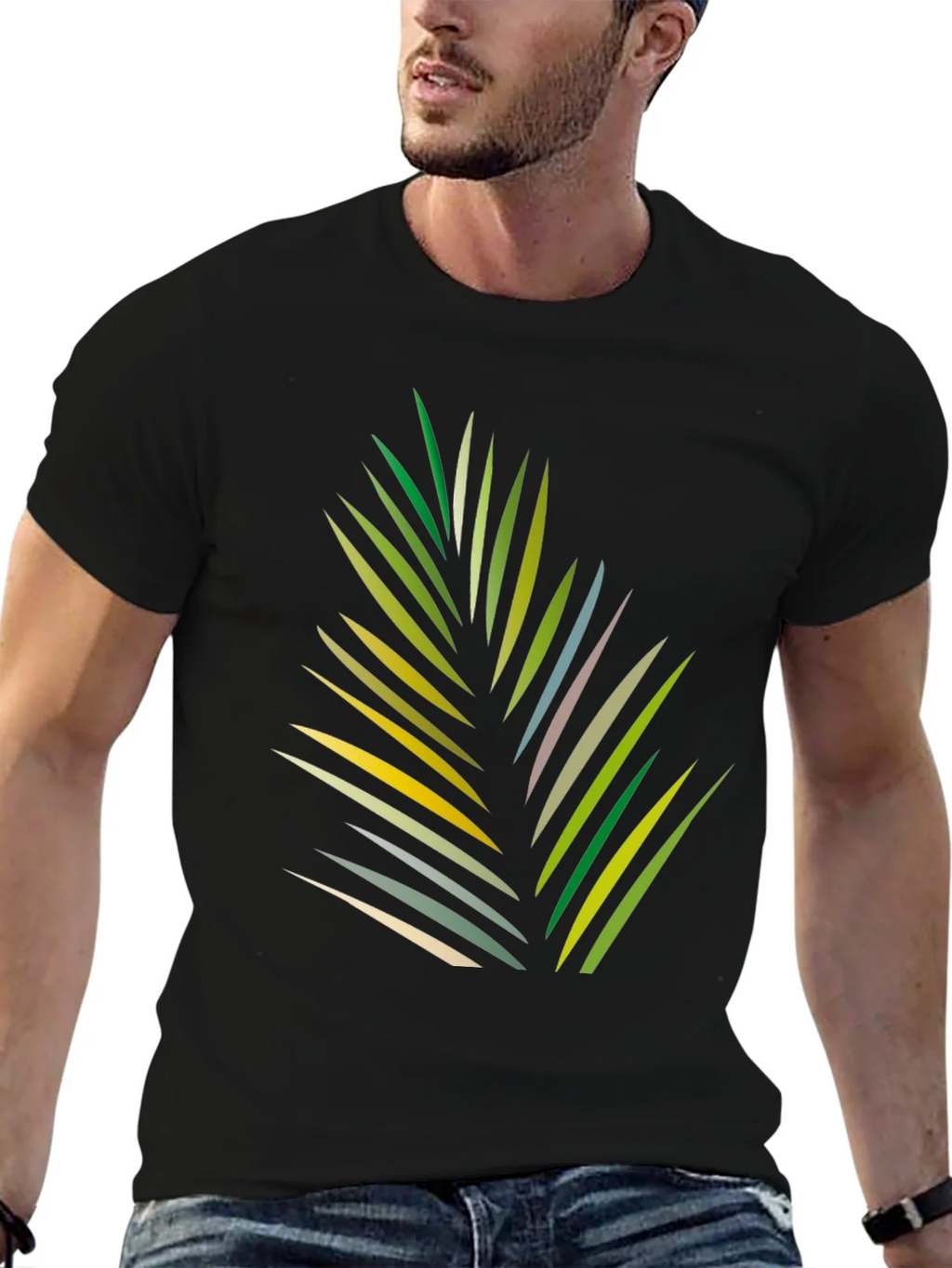 Tropical Leaf Graphic Black T-Shirt product image 6