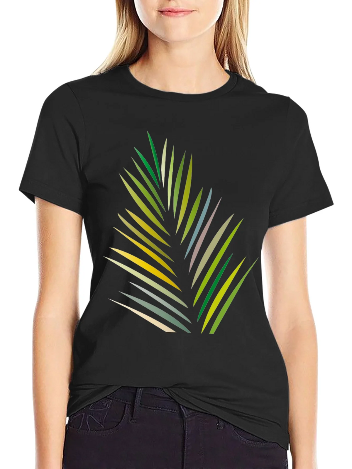 Tropical Leaf Graphic Black T-Shirt product image 2