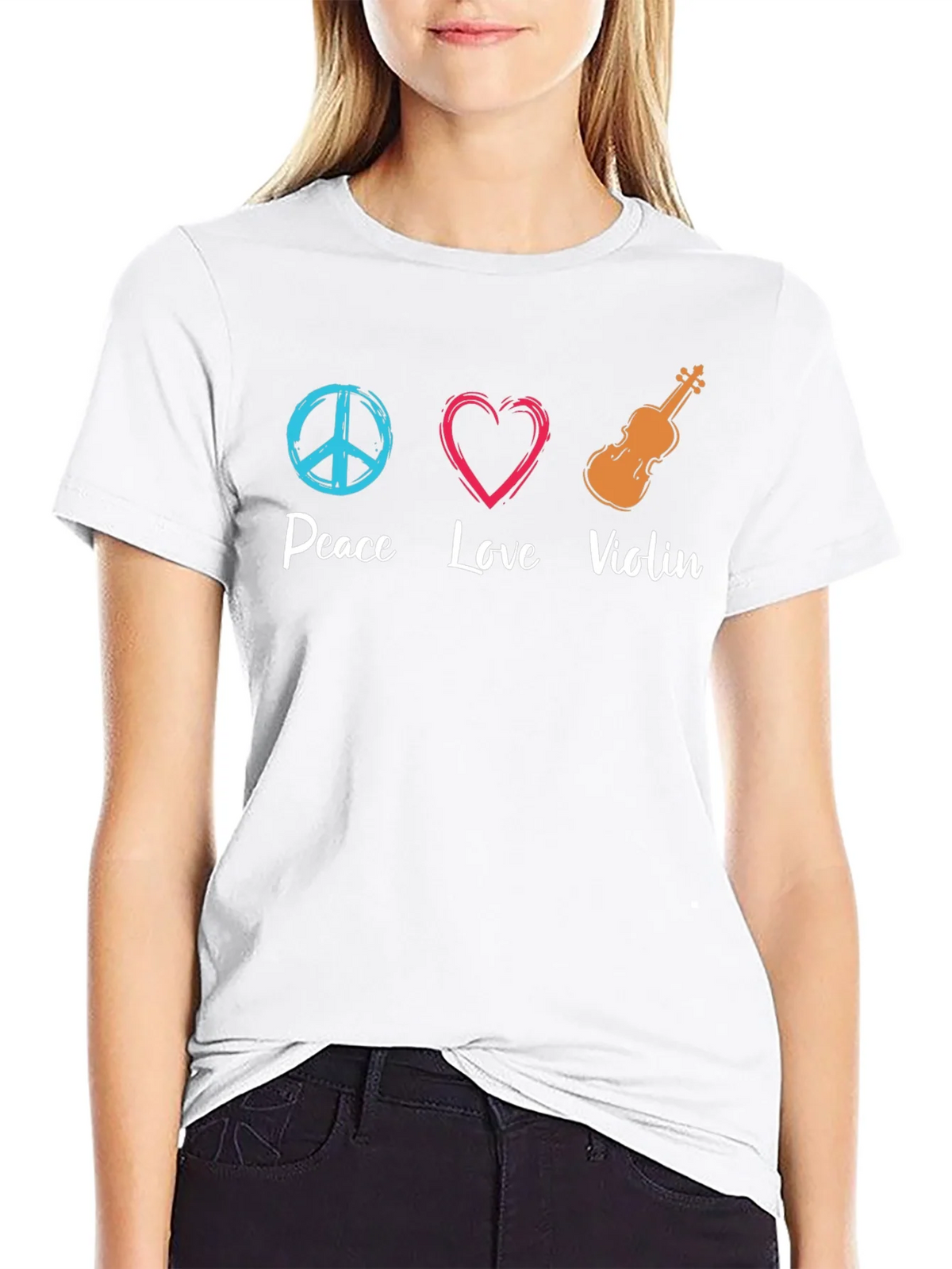 Peace Love Violin Graphic T-Shirt product image 8