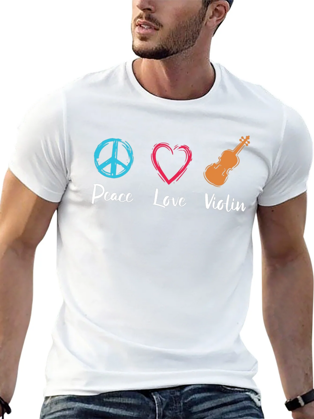 Peace Love Violin Graphic T-Shirt product image 12