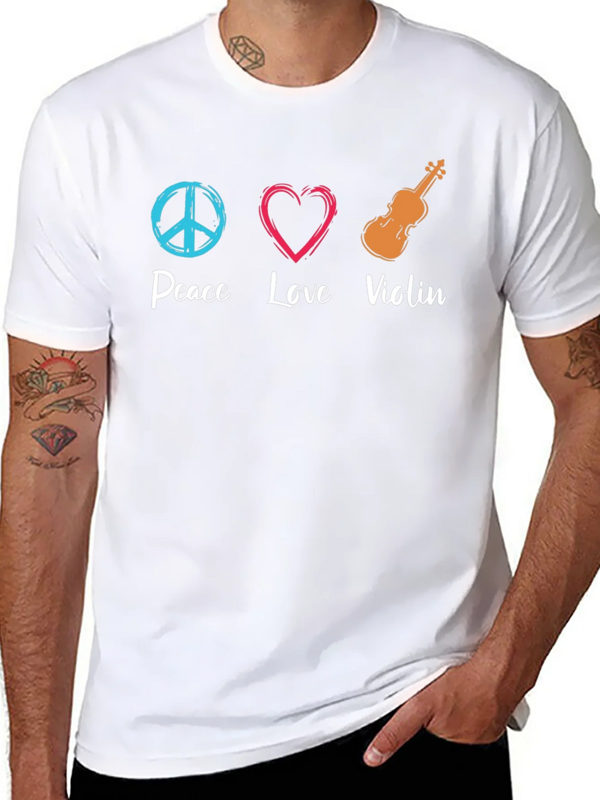 Peace Love Violin Graphic T-Shirt product image 7