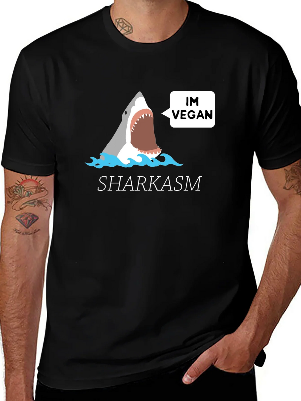 Vegan Shark T-Shirt - Funny Sharkasm Tee product image 1