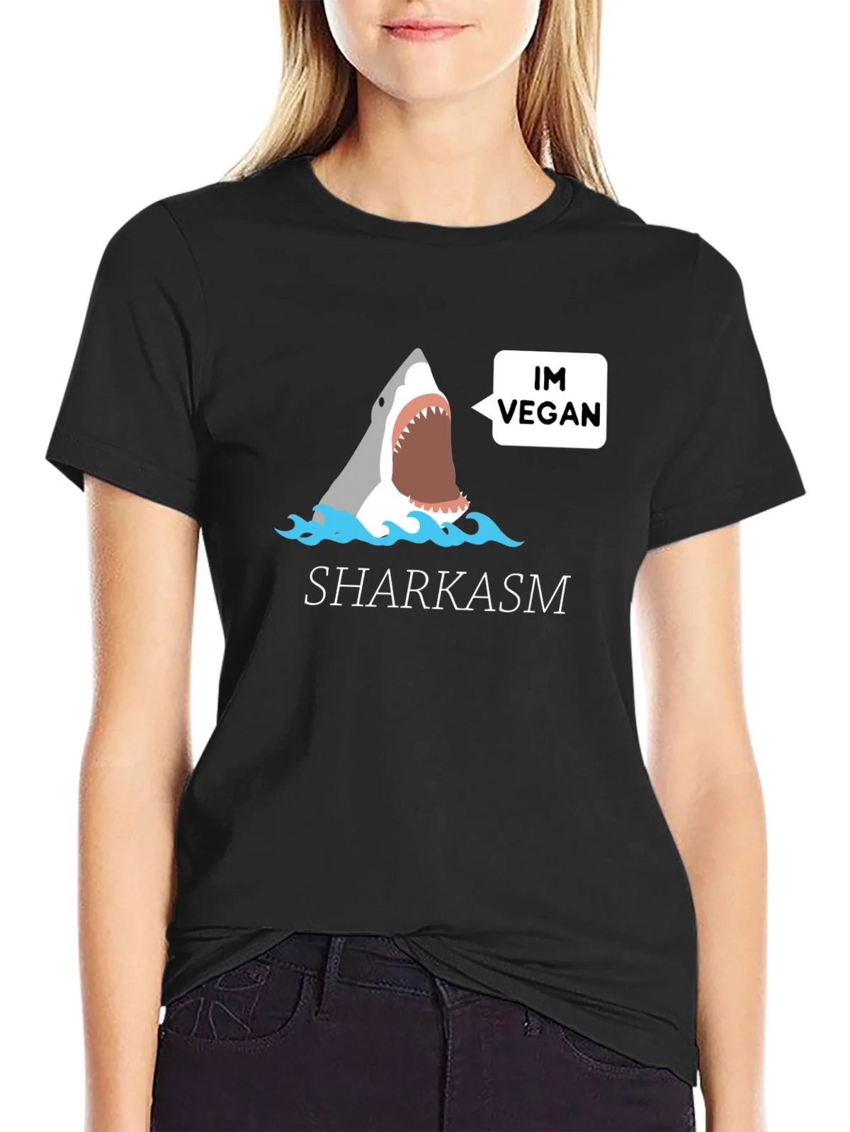 Vegan Shark T-Shirt - Funny Sharkasm Tee product image 2
