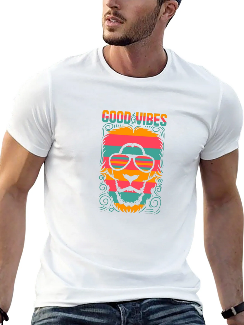 Good Vibes Retro Lion Graphic Tee - Black product image 8