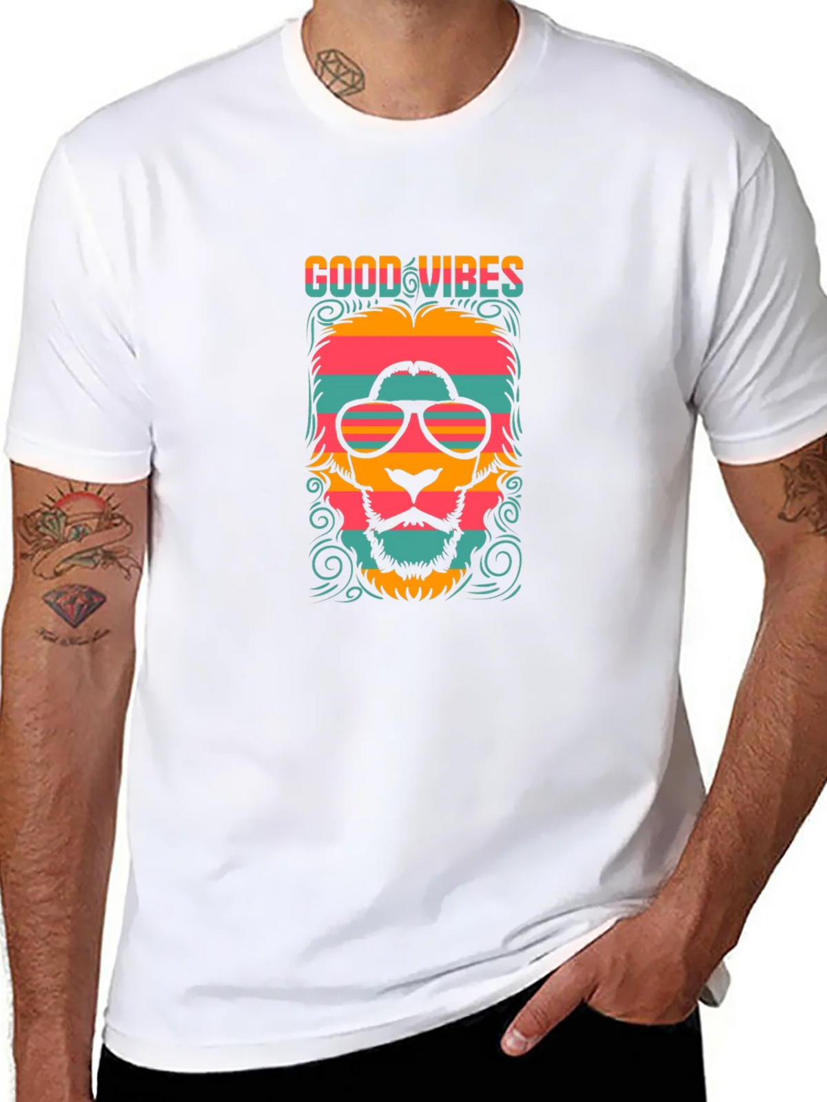 Good Vibes Retro Lion Graphic Tee - Black product image 4