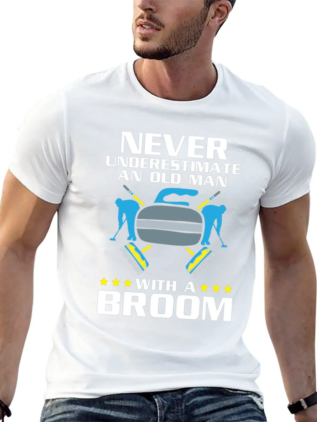 Never Underestimate Old Man With Broom T-Shirt product image 10