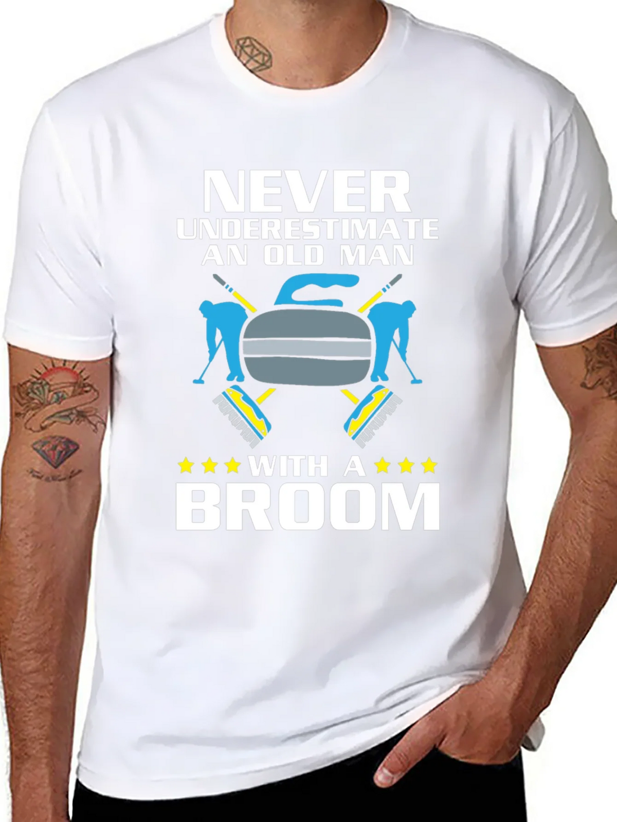 Never Underestimate Old Man With Broom T-Shirt product image 5