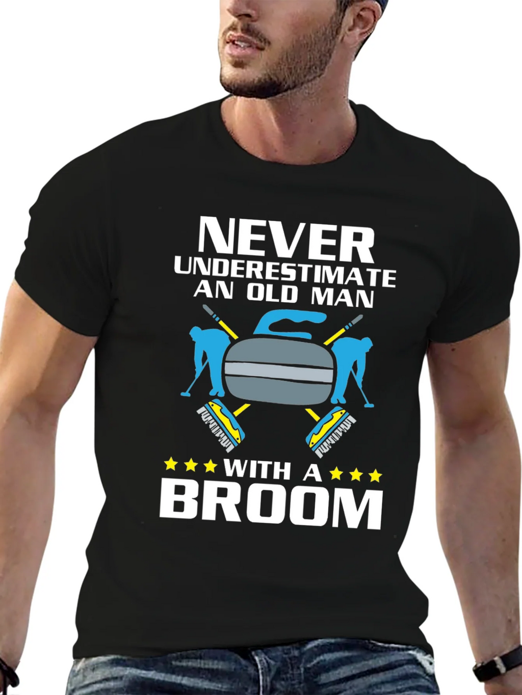 Never Underestimate Old Man With Broom T-Shirt product image 4