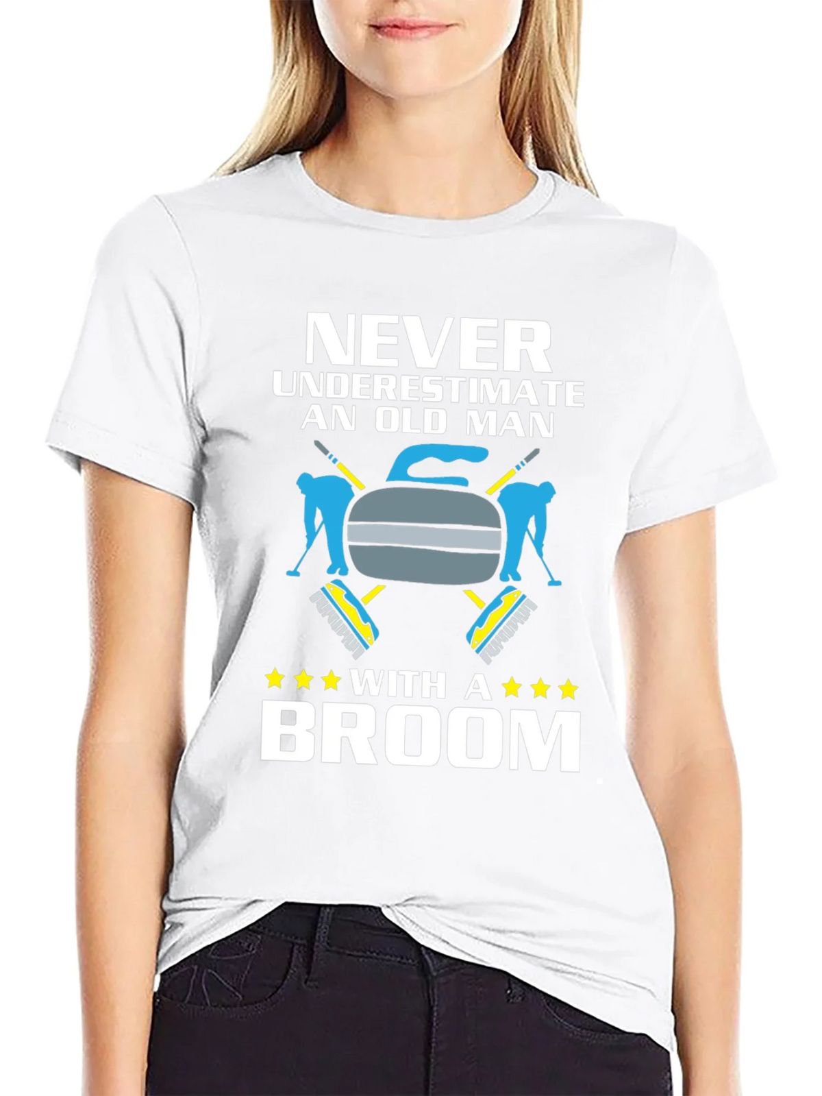 Never Underestimate Old Man With Broom T-Shirt product image 6