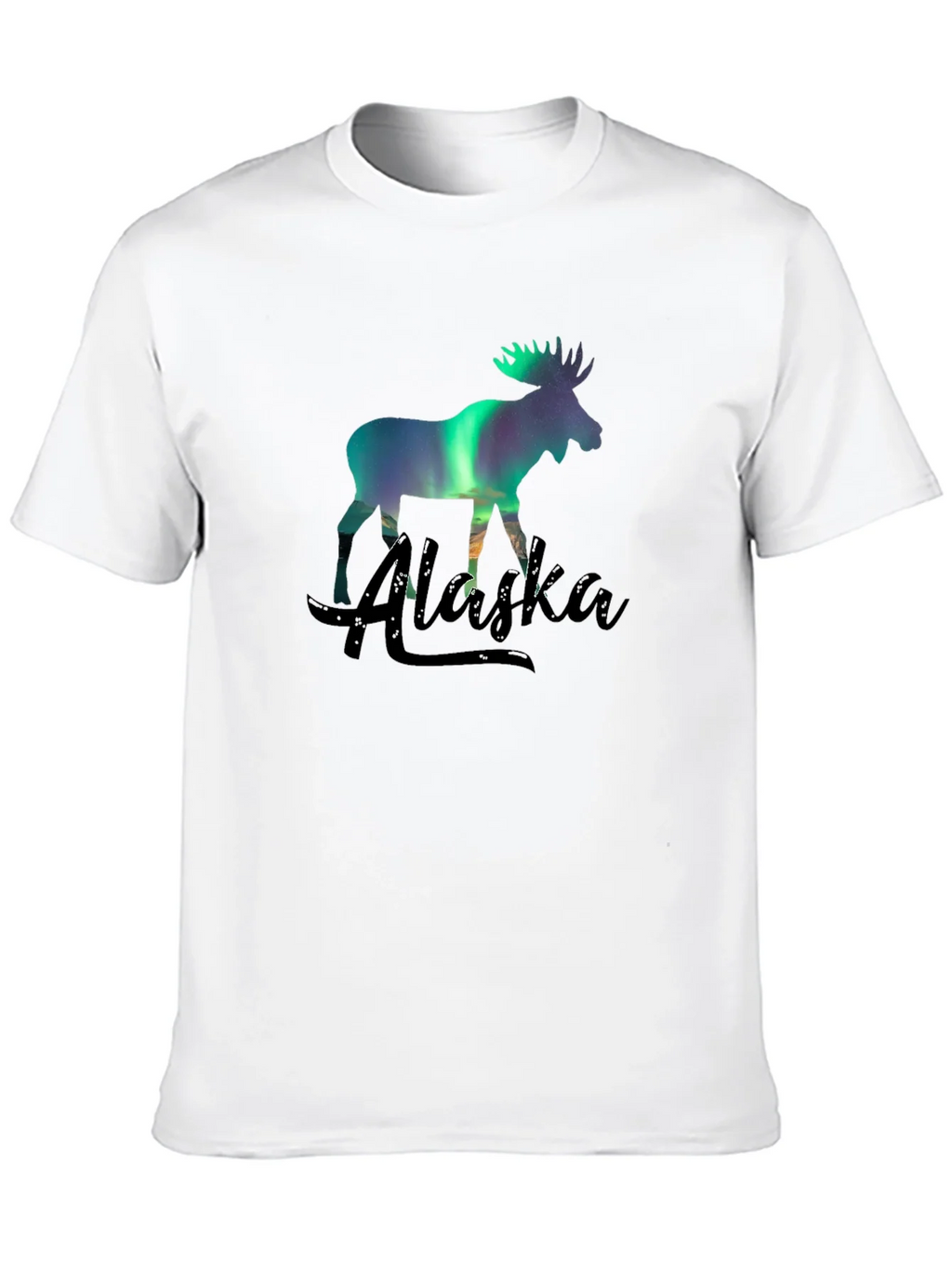 Alaska Moose Northern Lights Graphic T-Shirt product image 3