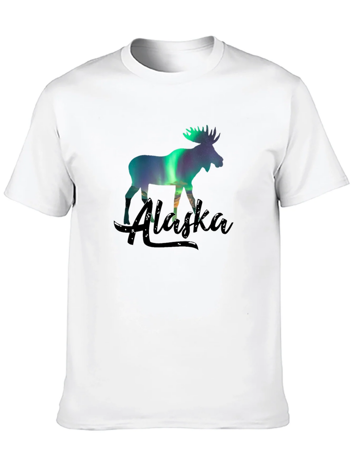 Alaska Moose Northern Lights Graphic T-Shirt product image 3