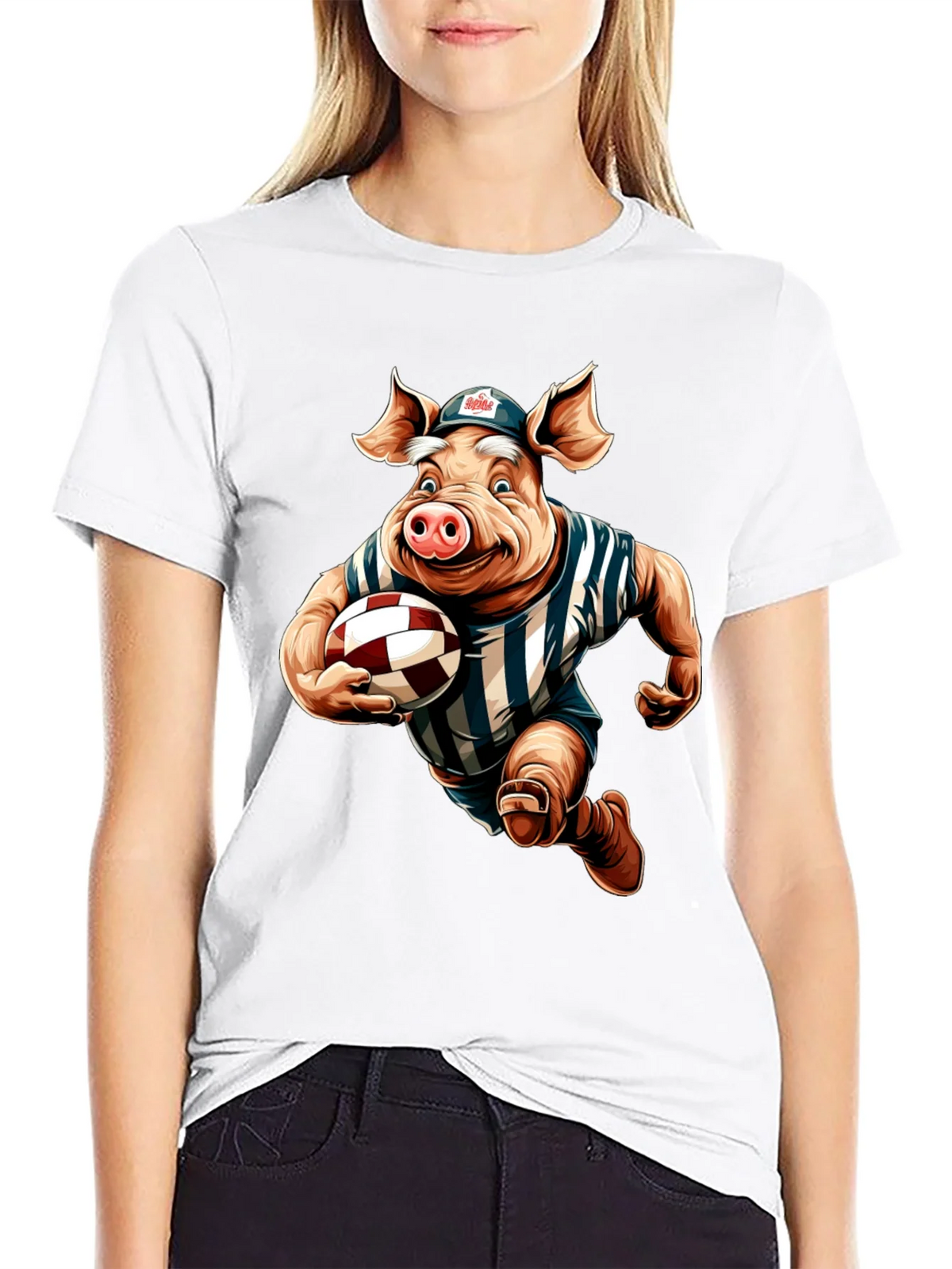 Pig Rugby Player Graphic Tee - Sports Humor Shirt product image 4