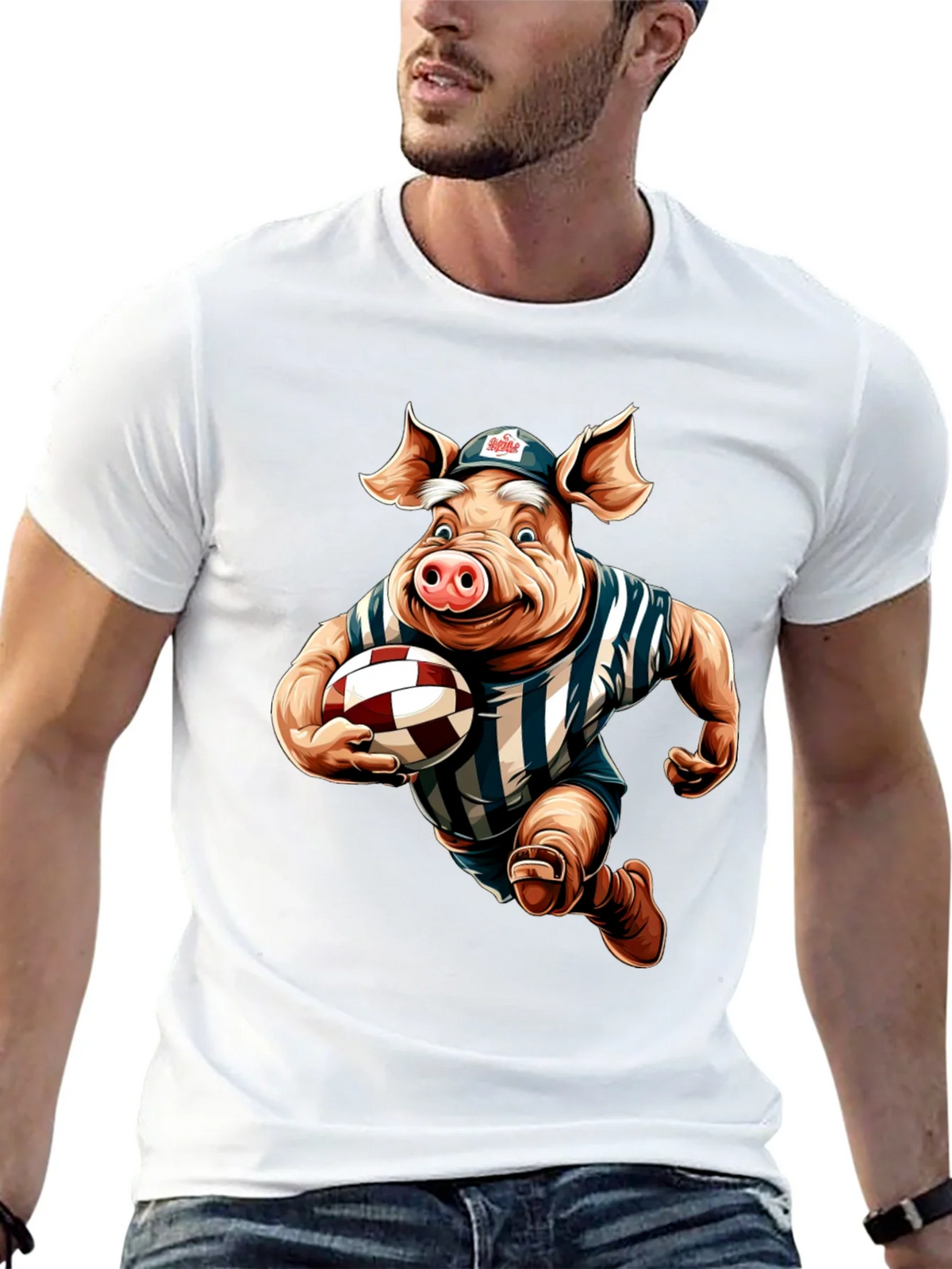 Pig Rugby Player Graphic Tee - Sports Humor Shirt product image 6