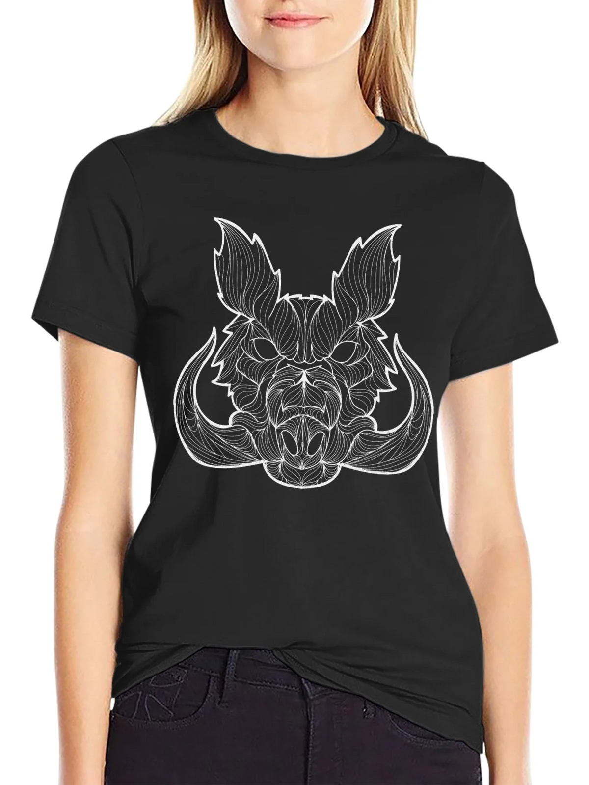 Boar Head Graphic Tee - Stylish Black T-Shirt product image 2