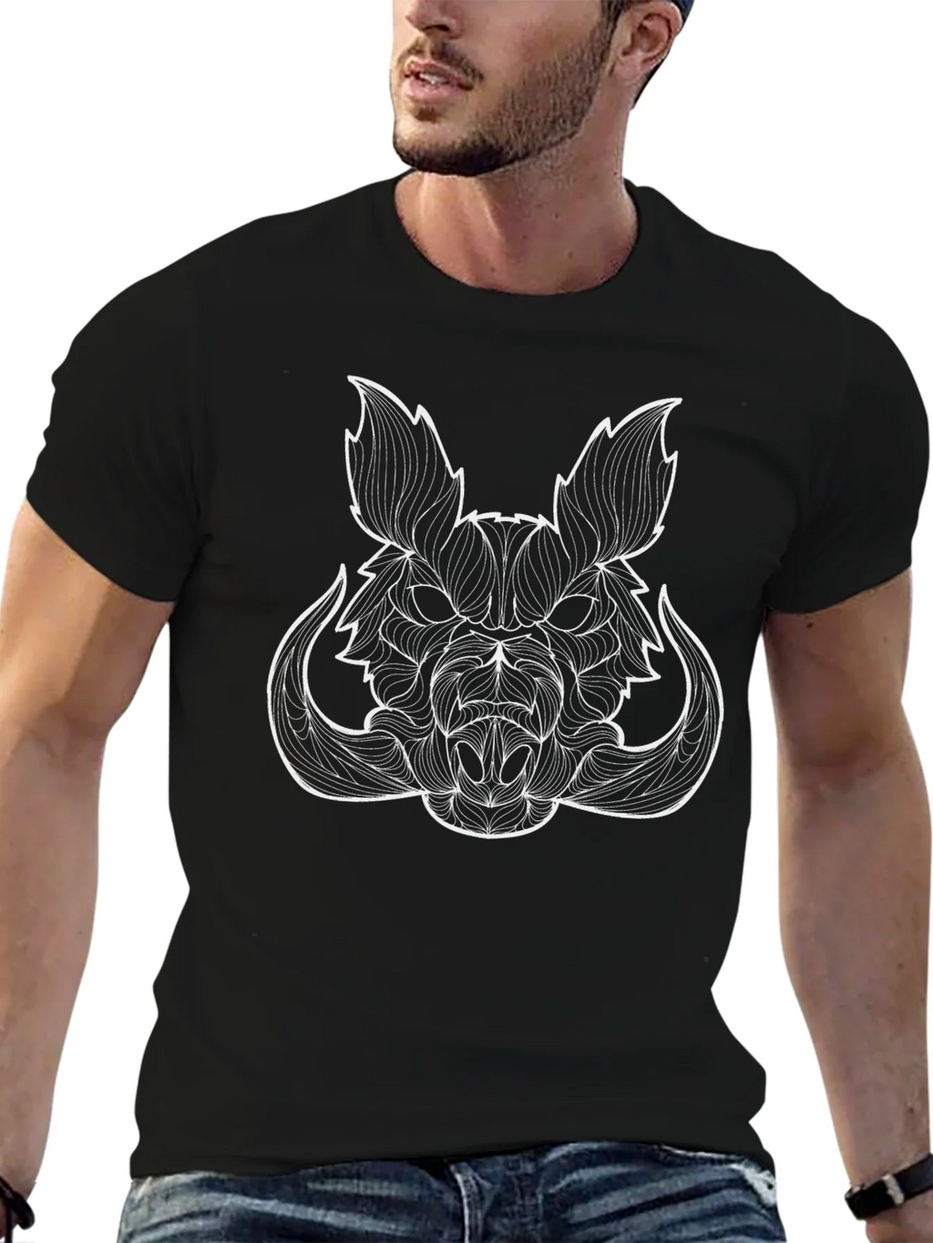 Boar Head Graphic Tee - Stylish Black T-Shirt product image 6
