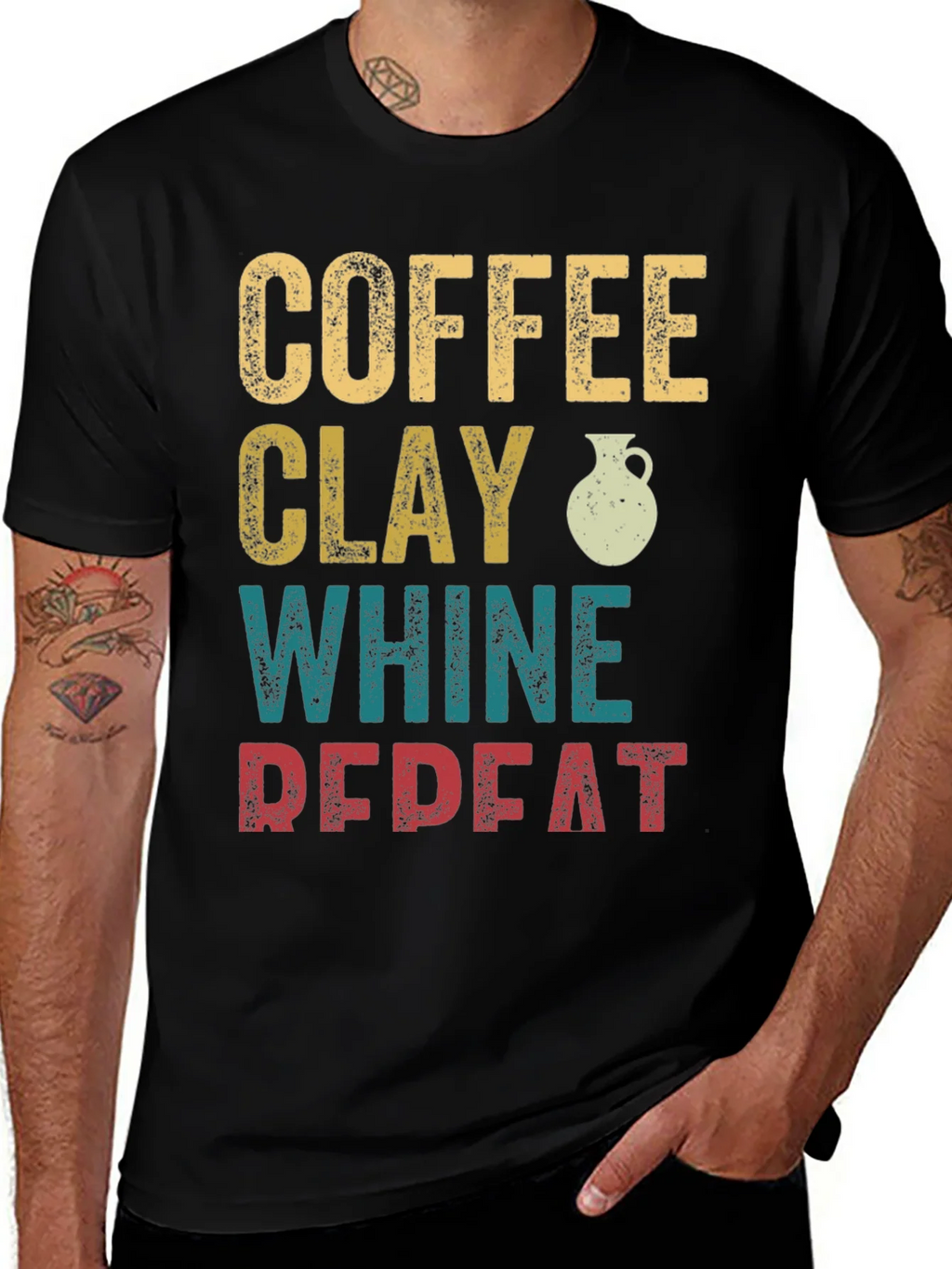 Coffee Clay Whine Repeat Graphic T-Shirt product image 1