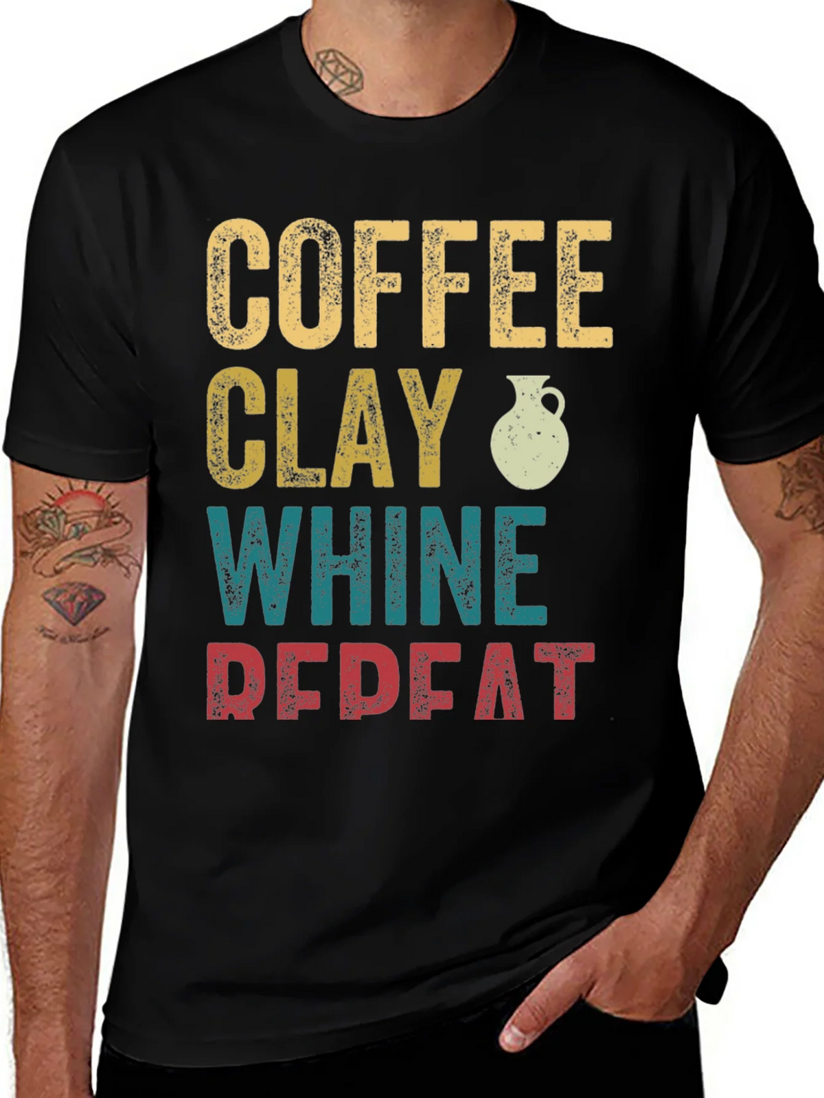 Coffee Clay Whine Repeat Graphic T-Shirt product image 1
