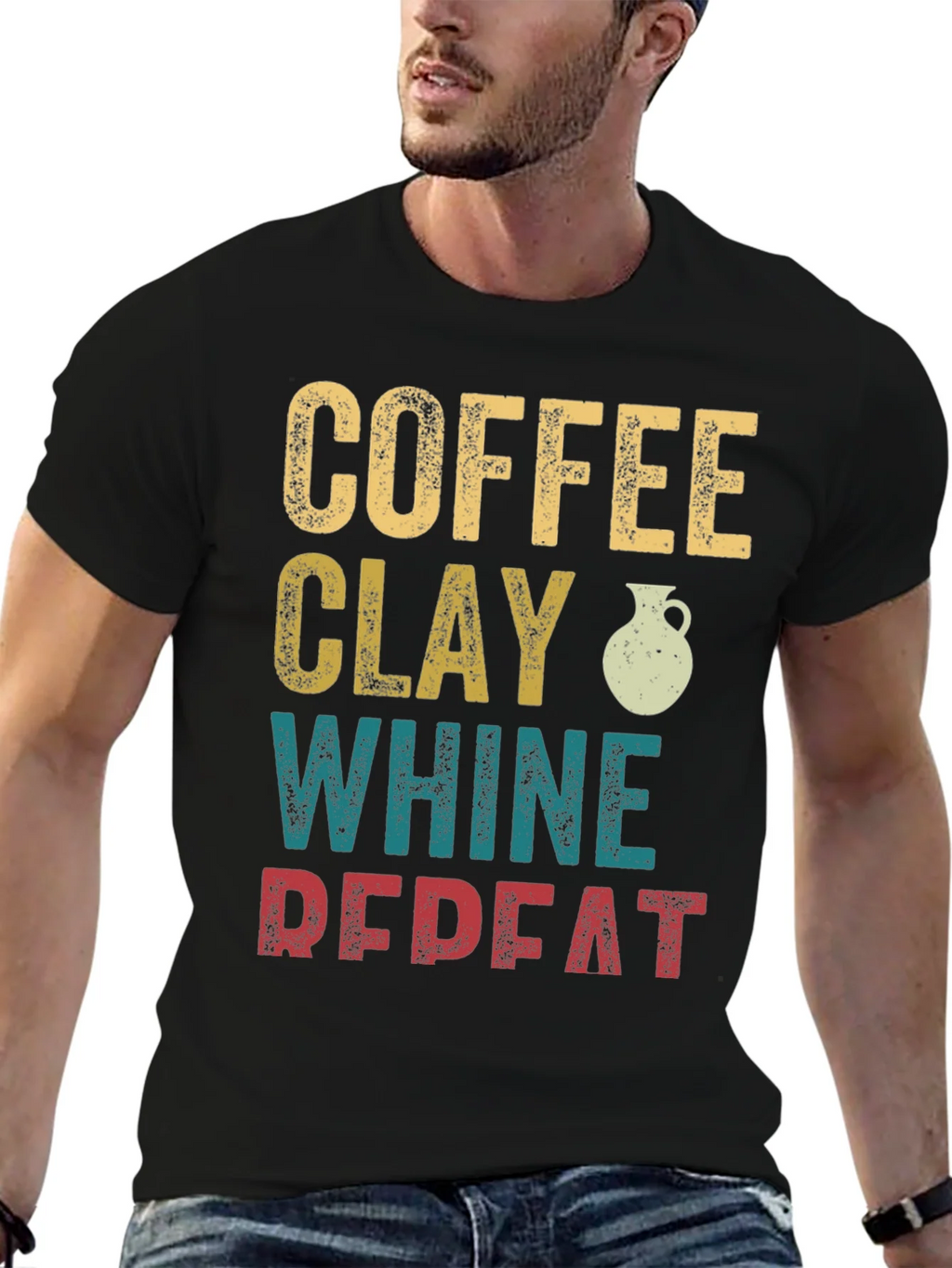Coffee Clay Whine Repeat Graphic T-Shirt product image 6