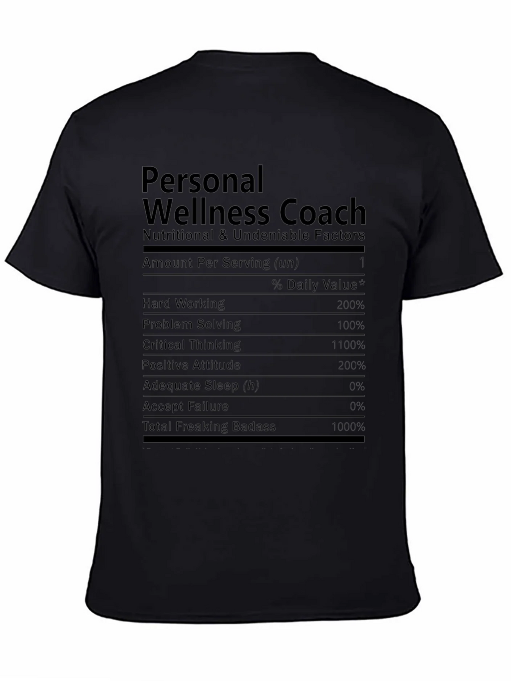 Personal Wellness Coach Nutrition Facts T-Shirt product image 4