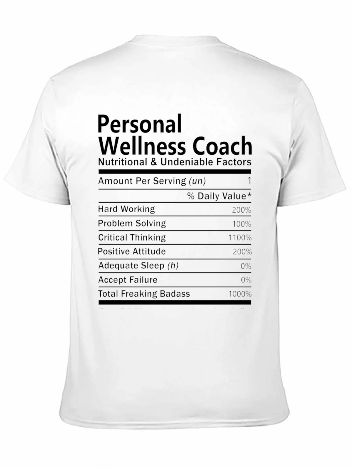 Personal Wellness Coach Nutrition Facts T-Shirt product image 10