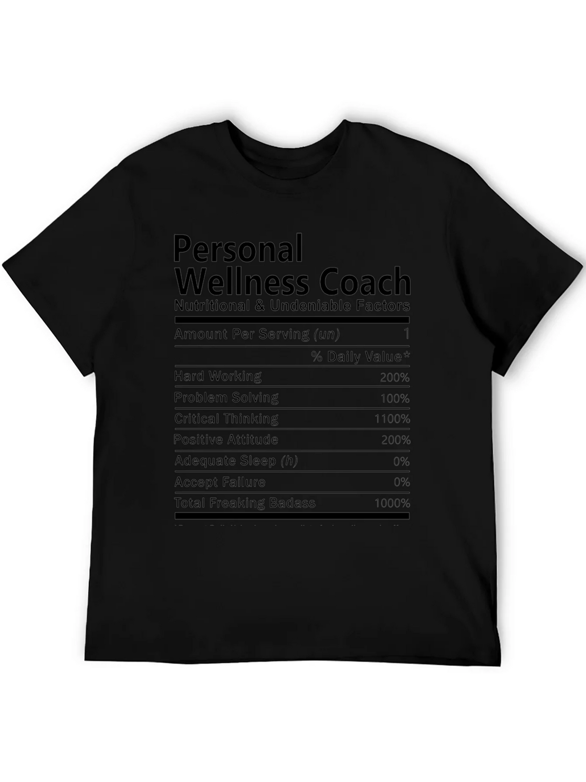 Personal Wellness Coach Nutrition Facts T-Shirt product image 5