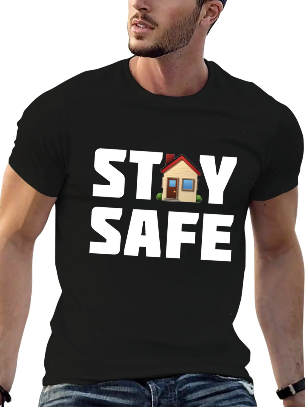 Stay Safe T-Shirt with House Graphic product image 5